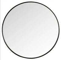 HP17-3102B φ80cm Clear Circle LED Decorative Mirrors With Black Wooden Frame