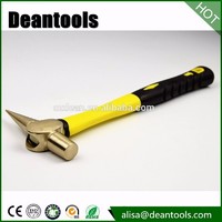 non sparking testing hammer ,fiver handle 150g 250g flat tail inspecion hammer