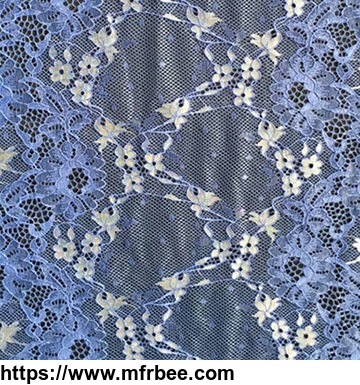 hot_sale_cheap_blue_flower_polyester_knitted_elegant_3d_elastic_lace_fabric
