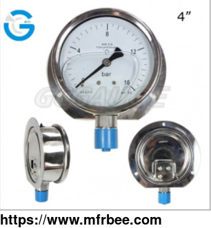 4_inch_stainless_steel_pressure_gauge_oxygen_use_with_oil_filled