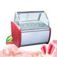commercial gelato scoop freezer showcase