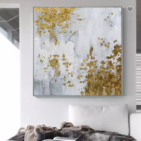 abstract modern gold foil hand-painted hotel decoration hanging painting large wall art pictures handmade canvas painting
