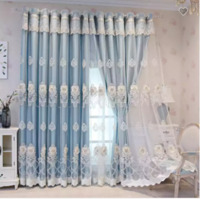 Turkish 3D embroidery Blackout fabric sheer curtains