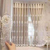 more images of Turkish 3D embroidery Blackout fabric sheer curtains
