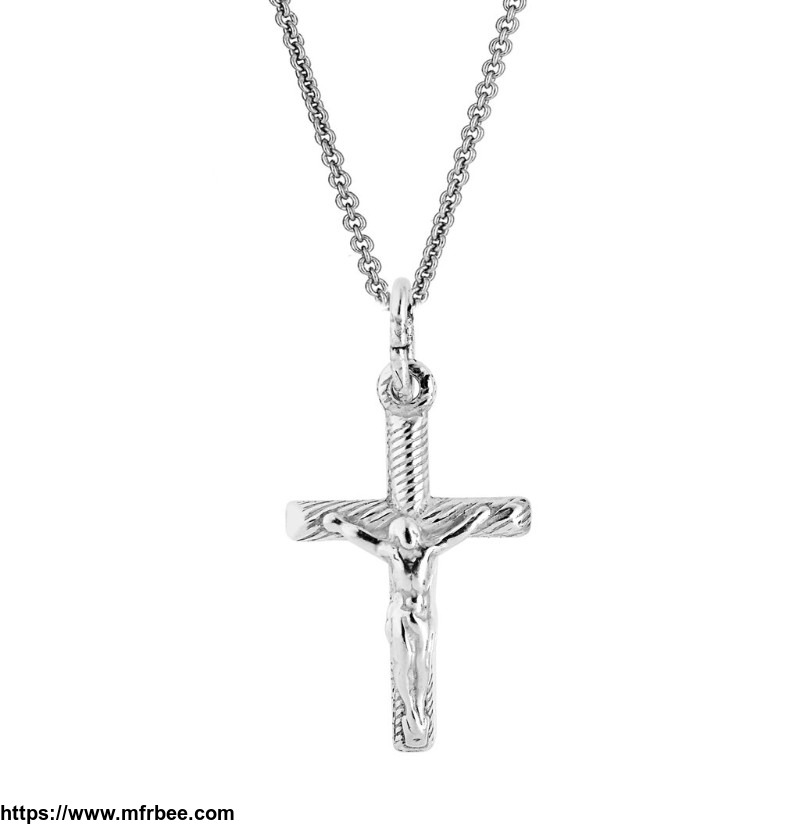 _925_sterling_silver_children_s_kids_baby_cross_crucifix_pendant_necklace_16_in