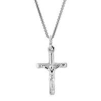 .925 Sterling Silver Children's Kids Baby Cross Crucifix Pendant Necklace 16" In