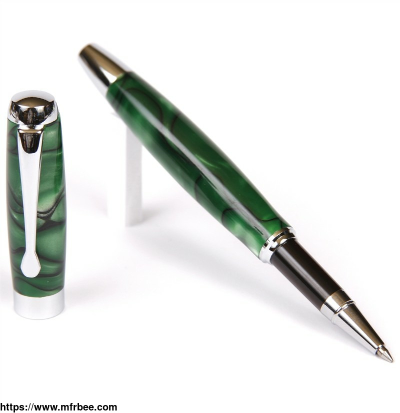 tuscany_rollerball_pen_green_and_black_marbleized_gloss_body