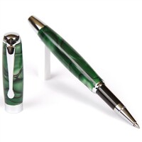 more images of Tuscany Rollerball Pen - Green & Black Marbleized Gloss Body