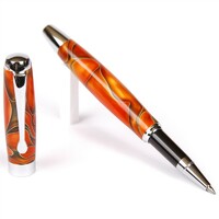 Tuscany Rollerball Pen - Orange & Black Marbleized Gloss Body