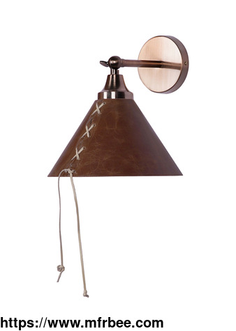 conical_brown_leather_wall_light
