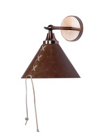 more images of Conical Brown Leather Wall Light