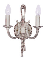 more images of Knotted Cast Aluminium Distressed Creme Antique 2 Light Candelabra Wall Lamp
