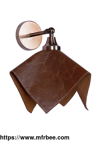 contemporary_handkerchief_style_brown_leather_wall_light