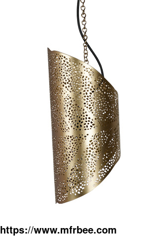 moroccan_etched_leaf_patterned_cylindrical_golden_steel_single_ceiling_hanging_light