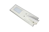 All-in-one solar street LED light with built-in lithium battery and aluminum casing.