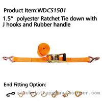more images of WDCS1501 1.5" polyester Ratchet Tie down with J hooks and rubber handle