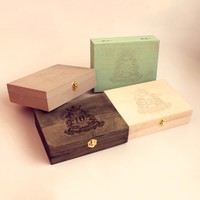 Retro wooden arts and crafts jewelry storage box