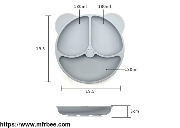 bear_shape_with_ears_3_divided_design_silicone_dinnerware_plates_for_kids