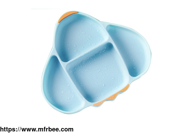 bpa_free_divided_design_with_non_slip_suction_base_rocket_shape_silicone_plate_set