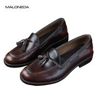 more images of Handmade goodyear slip on tassel shoes genuine leather