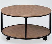 CT8 Wooden Double-Deck Coffee Table With Metal Frame