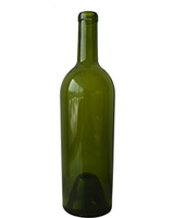 750ML Antique Green Bordeaux/Conical Glass Wine Bottle with Cork