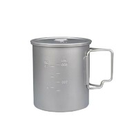 Ultralight coffee cup outdoor portable camping picnic titanium mug with foldable handle