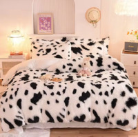 more images of 2024 Winter thickened plush four piece set of milk patterned mink velvet bedding