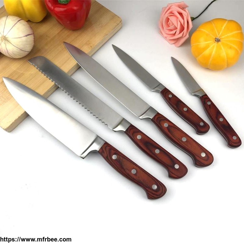 colored_wood_handle_stainless_steel_kitchen_knife_set