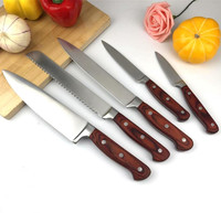 Colored wood handle stainless steel kitchen knife set