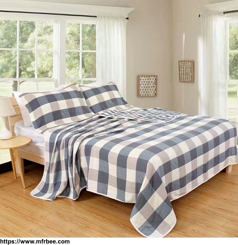 thick_blanket_cotton_single_double_kids_home_school_hospital_grid_stripe_bedsheet_home_textiles