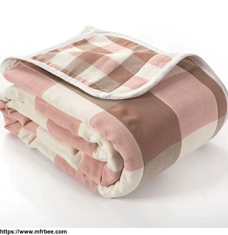 cotton blanket kids grid stripe girl boy bedding single double home school use washable