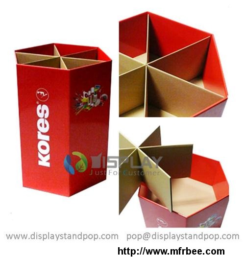 high_quality_custom_printed_hexagon_cardboard_dump_bins_for_kores_promotion