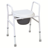 Powder Coated Steel Commode Chair With Armrests