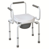 Powder Coated Steel Drop Arm Commode Chair With Adjustable Height