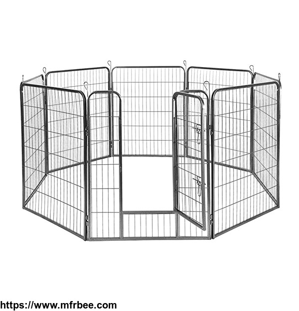 high_quality_heavy_duty_8_panels_pet_fence_black_sliver_dog_pet_playpen_with_door