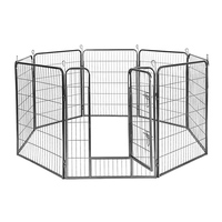 High Quality Heavy Duty 8 Panels Pet Fence Black/Sliver Dog Pet Playpen with door