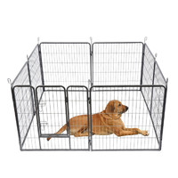 Portable Dog Kennel Heavy Duty Metal Play Yard Gate Pet Playpen With 8 Panels