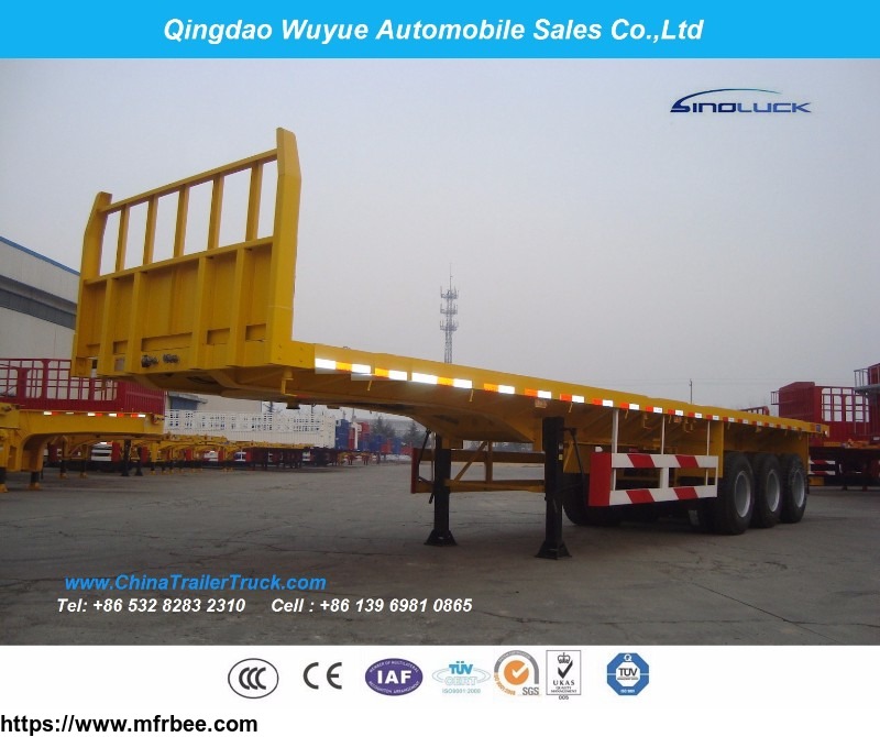 2_axle_heavy_duty_suspension12_5_meter_flatbed_semi_truck_trailer_with_fence_and_stake_for_bulk_cargo_or_container_transport