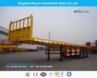 2 Axle Heavy Duty Suspension12.5 Meter Flatbed Semi Truck Trailer with Fence and Stake for Bulk Cargo or Container Transport