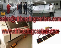 Air casters load moving equipment are powered pneumatically with compressed air