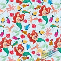 more images of Mermaid conch and arowana printed fabric